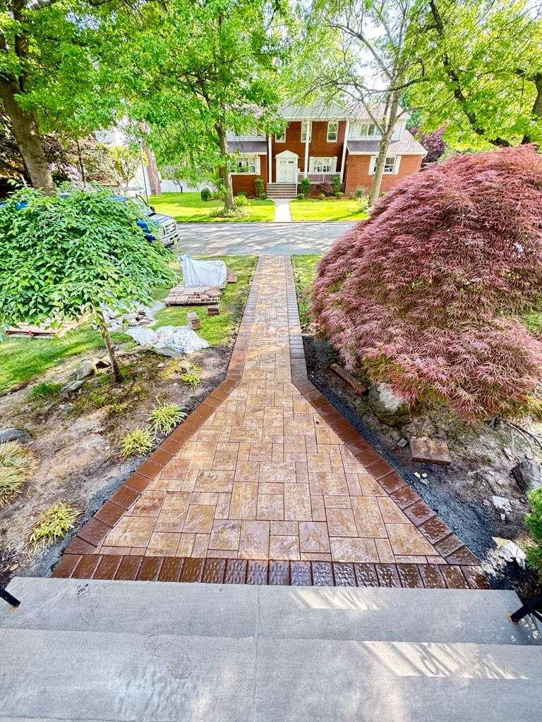 Tan Walk With Brick Border — Prestige Home Construction, Essex County, NJ