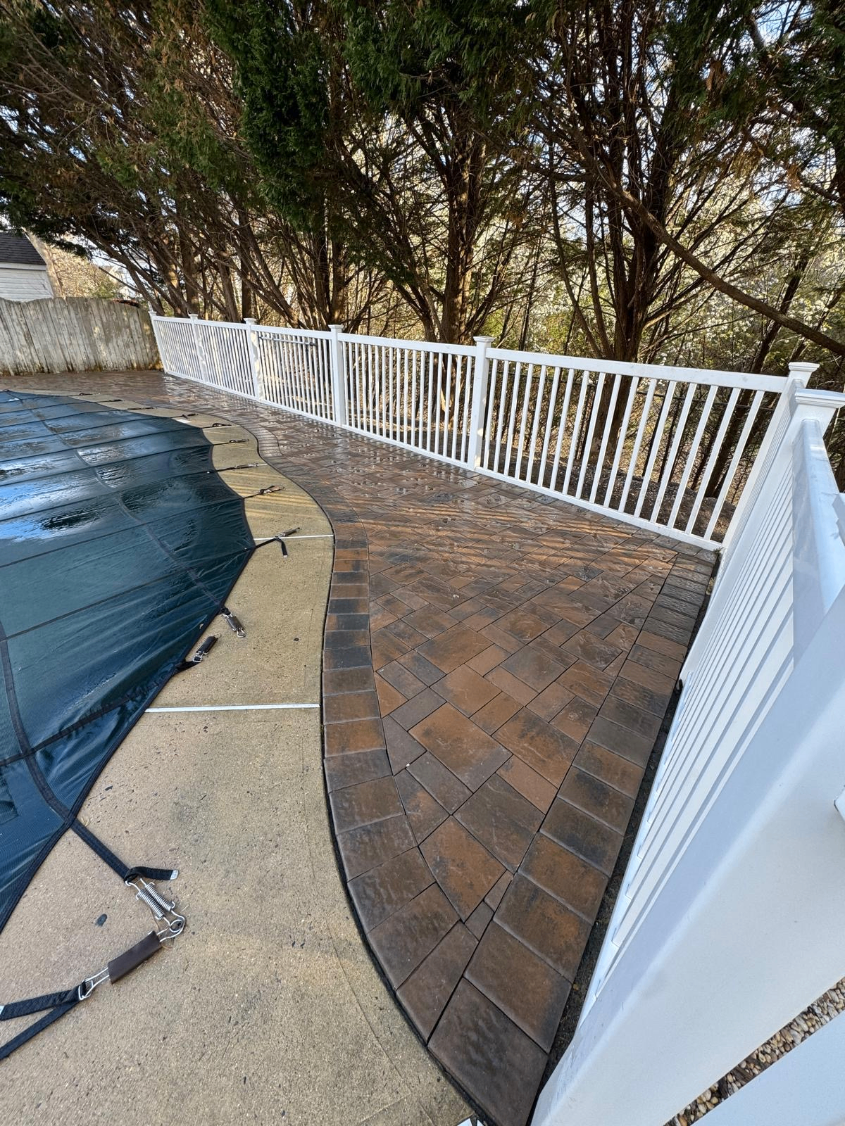 Curved Brown Pool Deck — Prestige Home Construction, Passaic County, NJ
