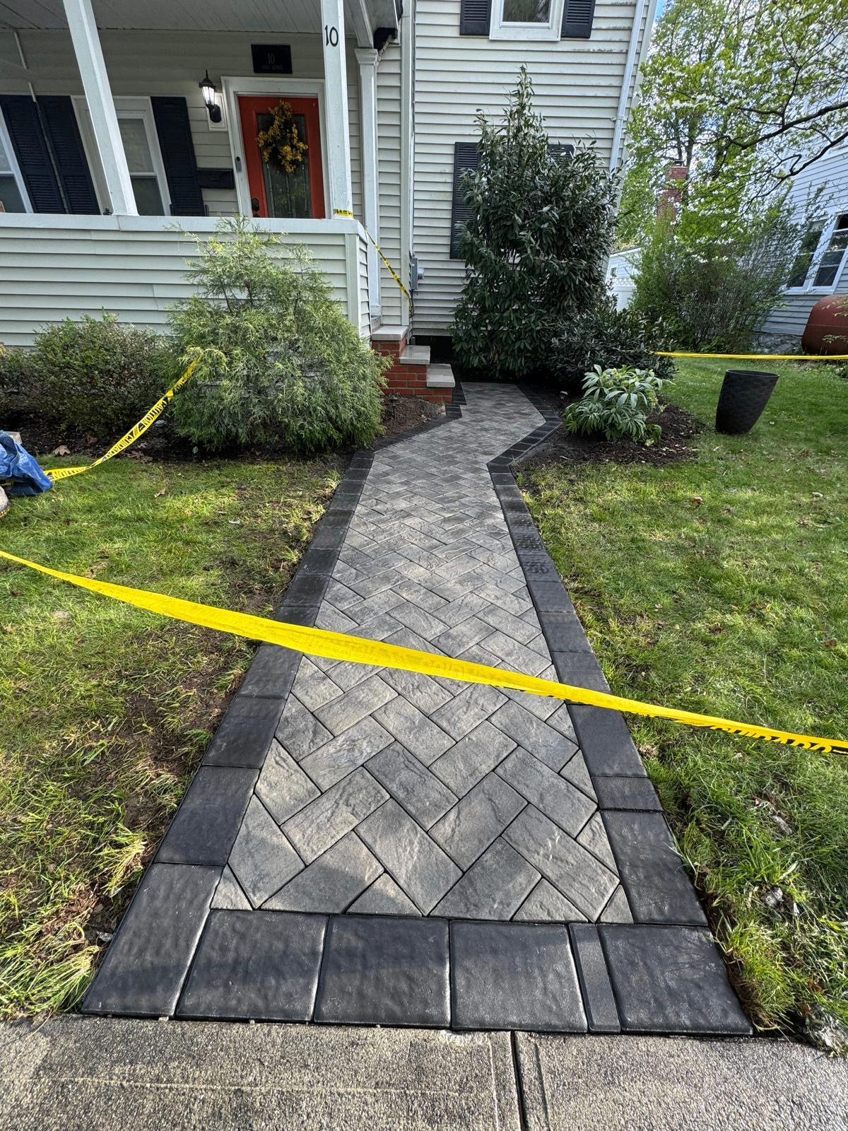Gray Herringbone Entry Walk — Prestige Home Construction, Union County, NJ