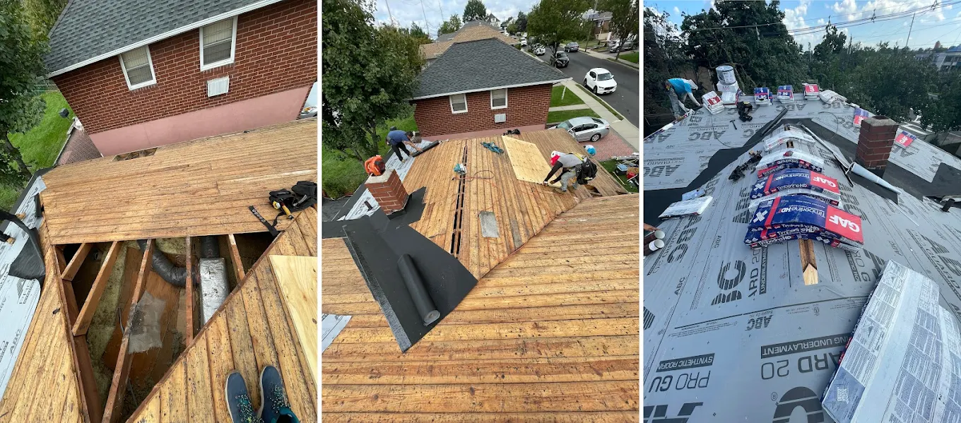 Roof Deck Tear-Off to Underlayment before and after project photo