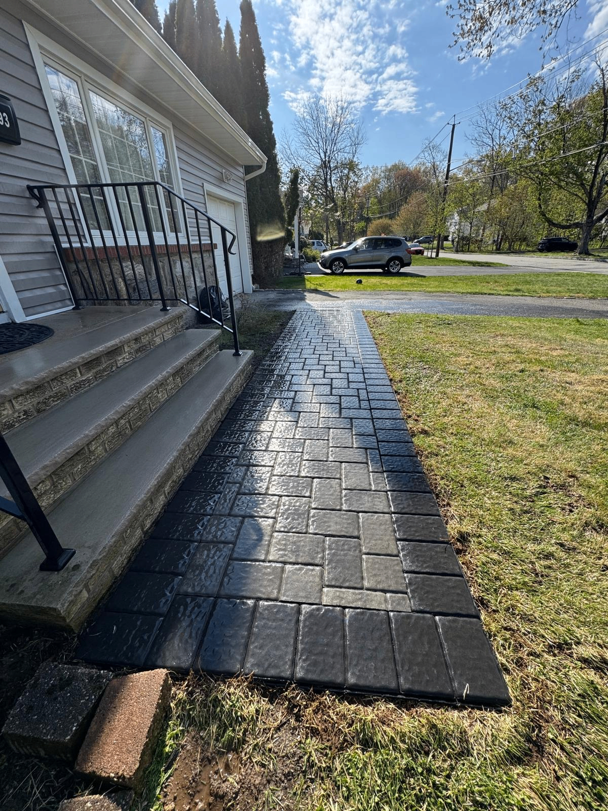 Black Paver Walk To Steps — Prestige Home Construction, Burlington County, NJ