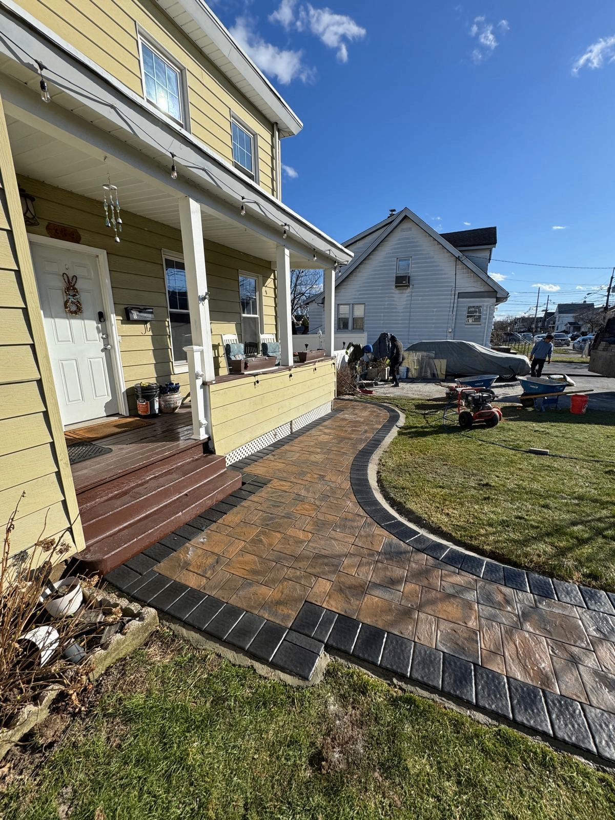 Side Entry Paver Path — Prestige Home Construction, Bergen County, NJ