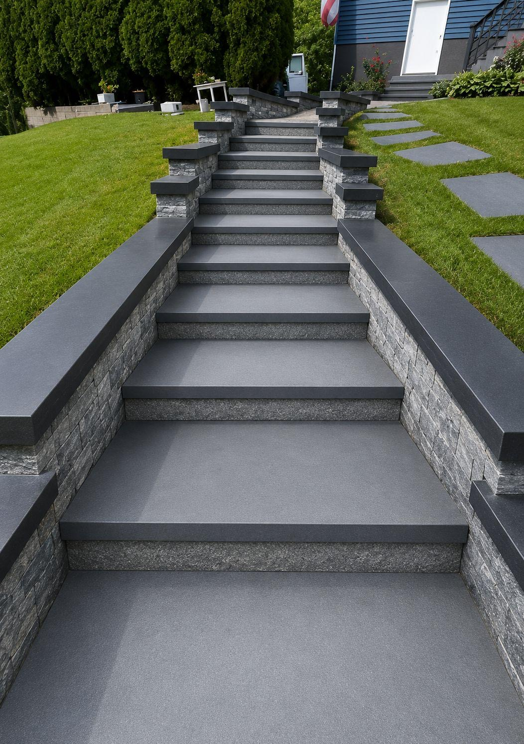 Grand Masonry Staircase — Prestige Home Construction, Somerset County, NJ