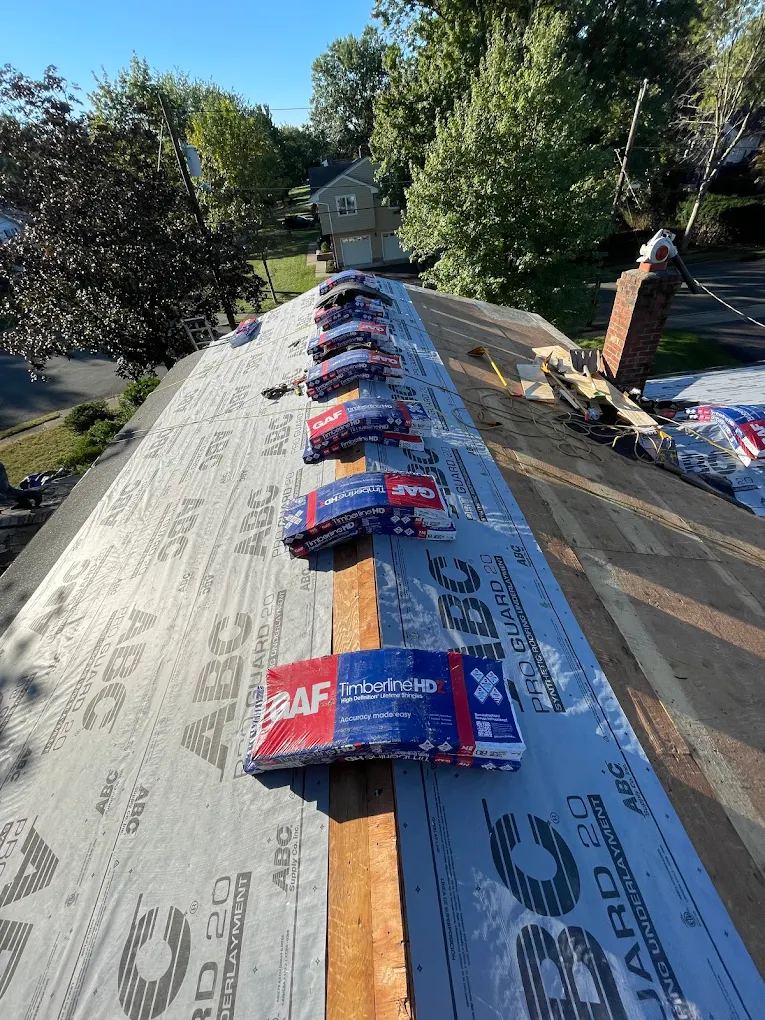GAF underlayment installed on a roof deck