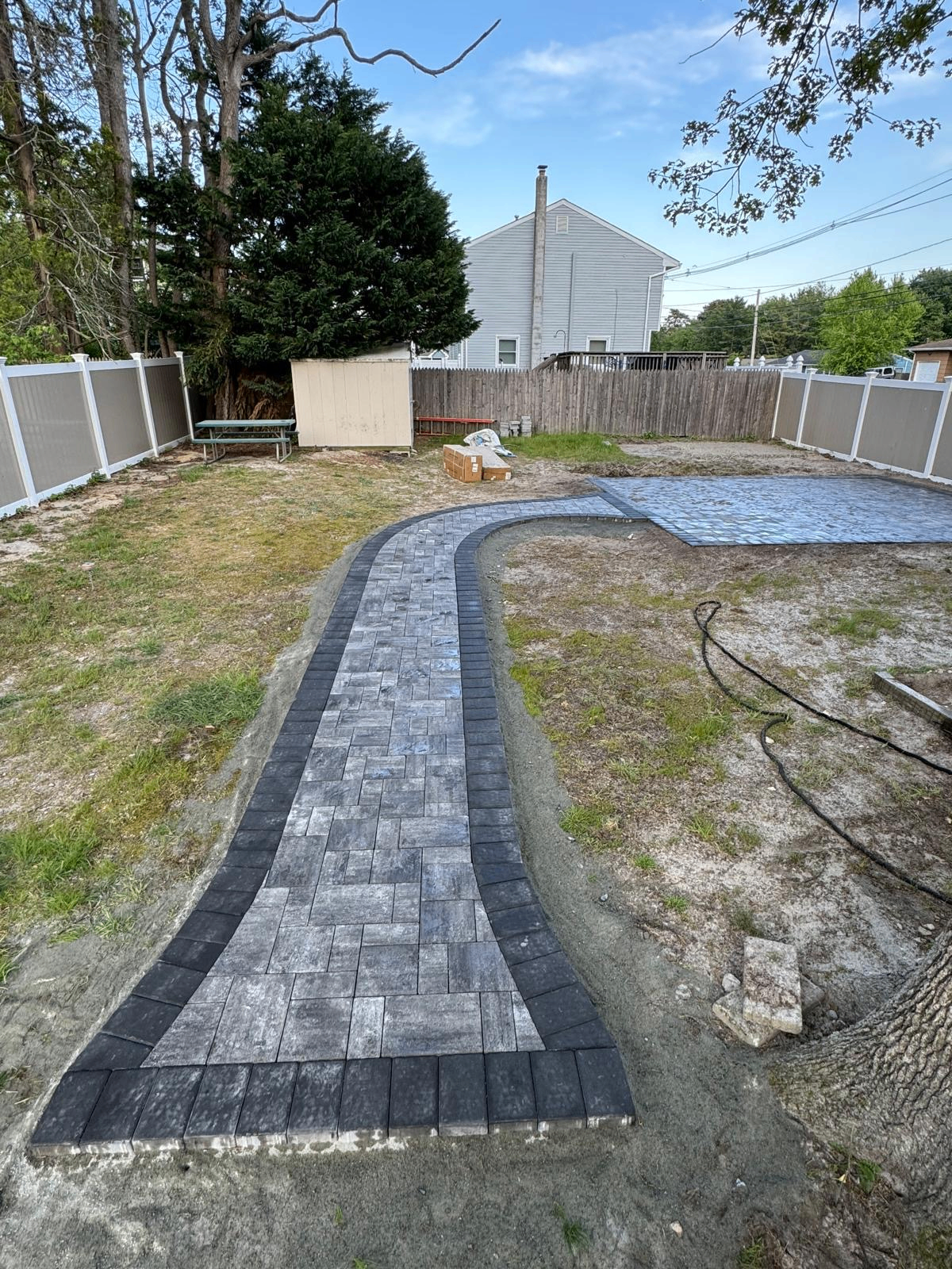 Curved Backyard Paver Path — Prestige Home Construction, Hudson County, NJ