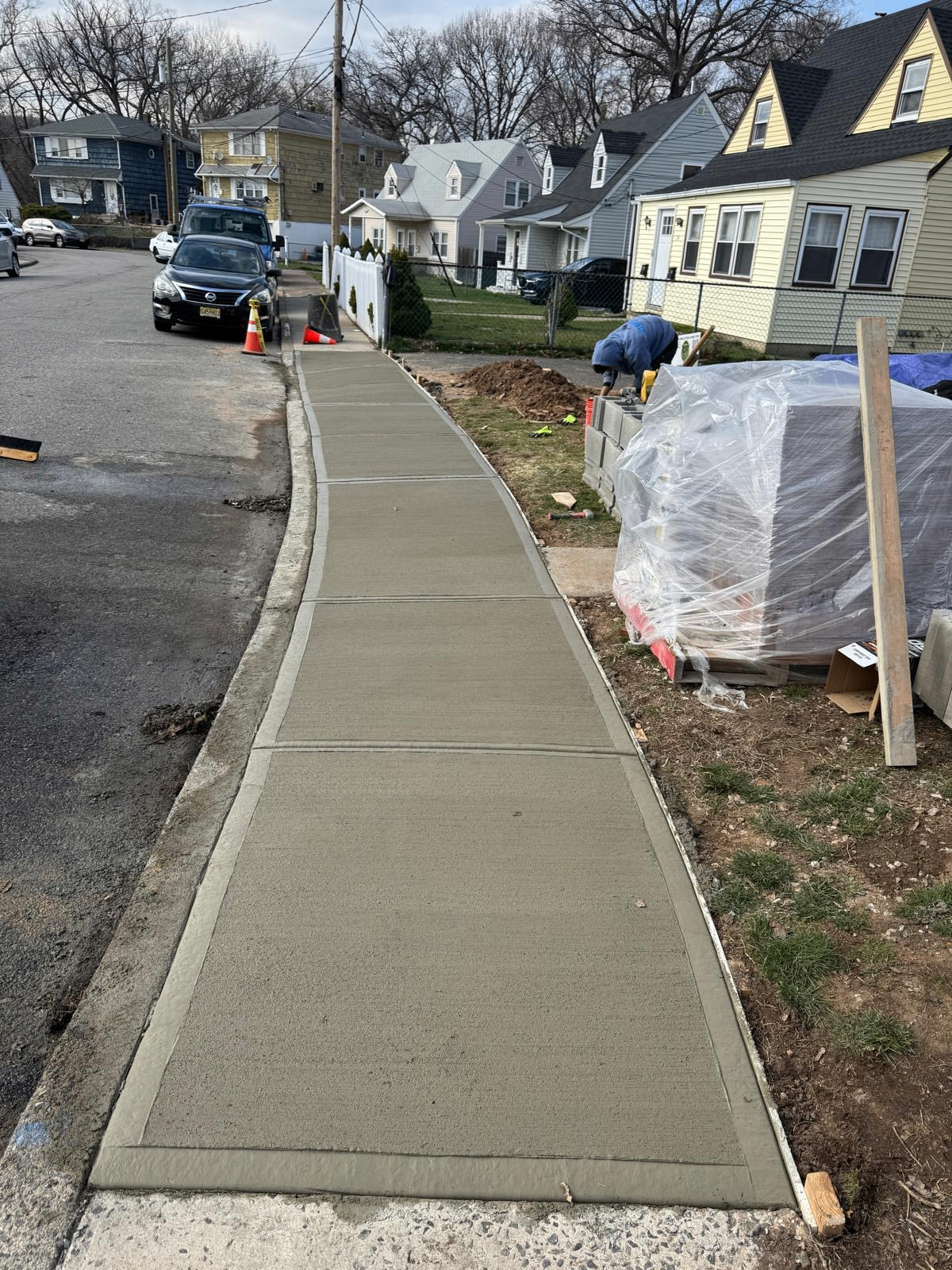 Fresh Concrete Sidewalk — Prestige Home Construction, Mercer County, NJ