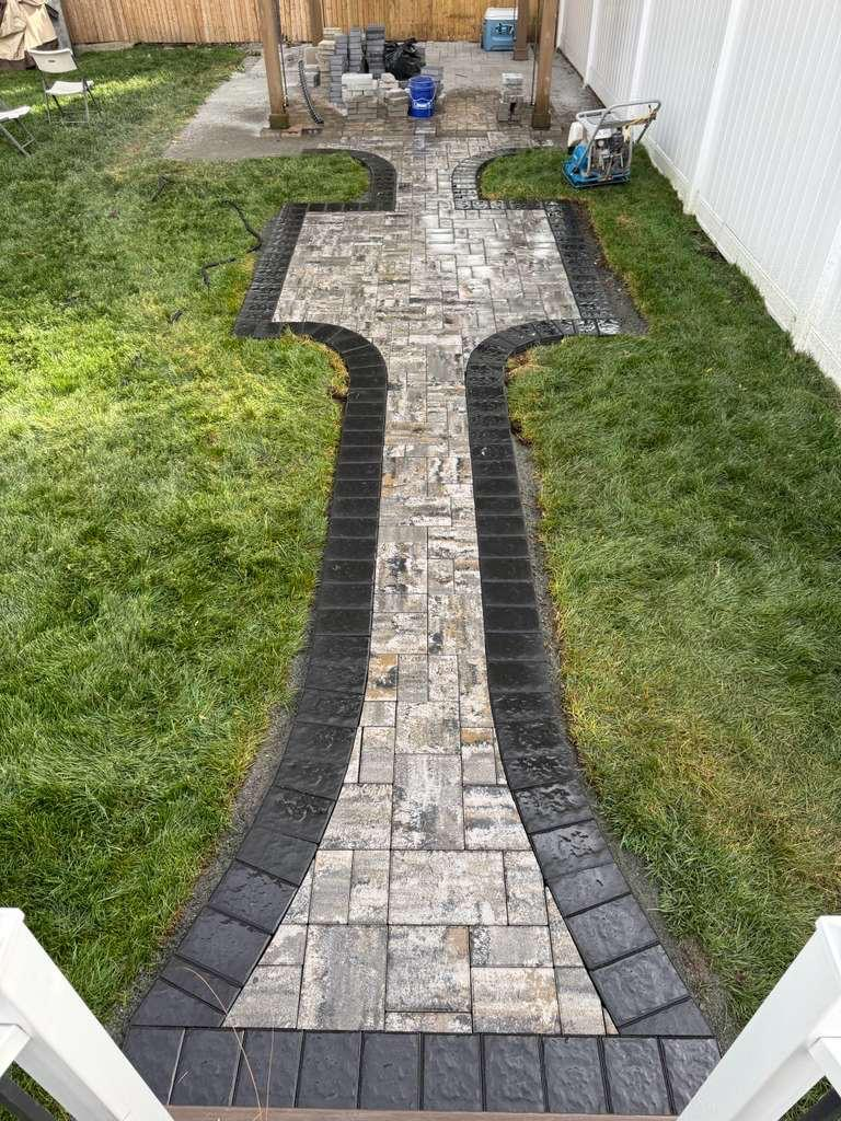 Curved Backyard Walkway — Prestige Home Construction, Hunterdon County, NJ